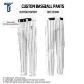 Custom White Black Pinestripe Stretch Practice Loose-fit Baseball Pants